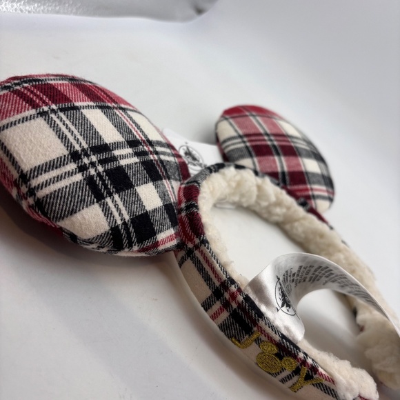 Disney Parks Mickey Mouse Holiday Plaid Joy Christmas Ears with Tags - Picture 10 of 11